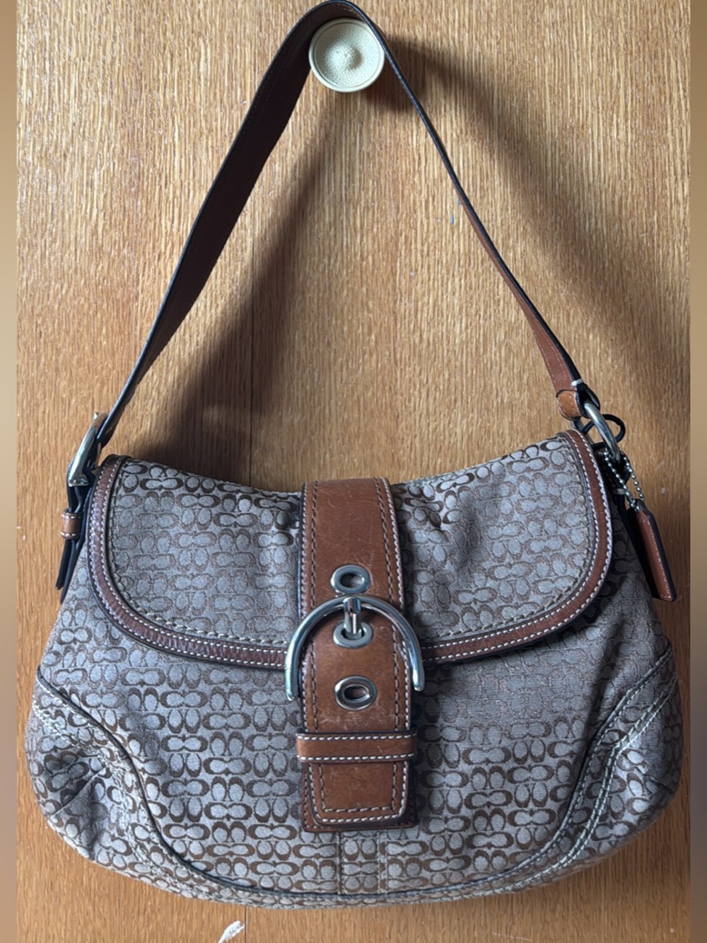 Brown Patterned Shoulder Bag - Unbranded